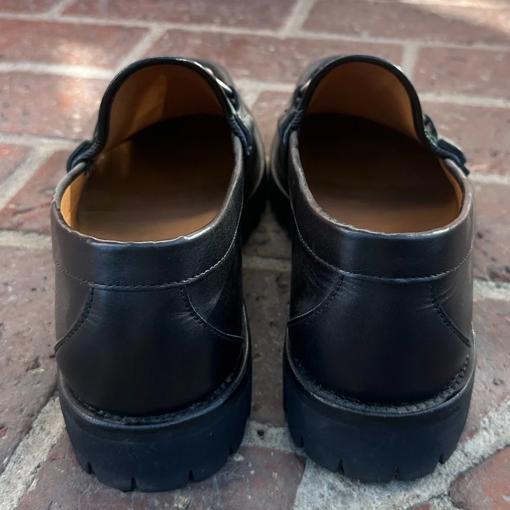 Gucci Black Leather Loafers with Green and Red Accents - Picture 4 of 7